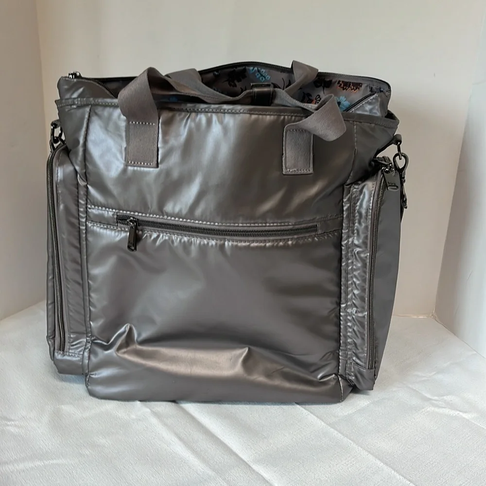 Lug Metallic Gray Quilted Duffel diaper bag